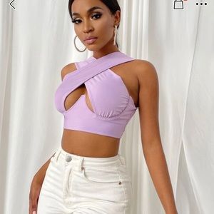 TikTok Cross Wrap Crop Tank Top - L from Shein